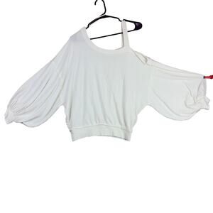 We The Free Womens Sweater Off White Saratoga One Shoulder Stretch Small